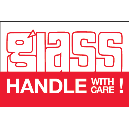 2 x 3" - "Glass - Handle With Care" Labels